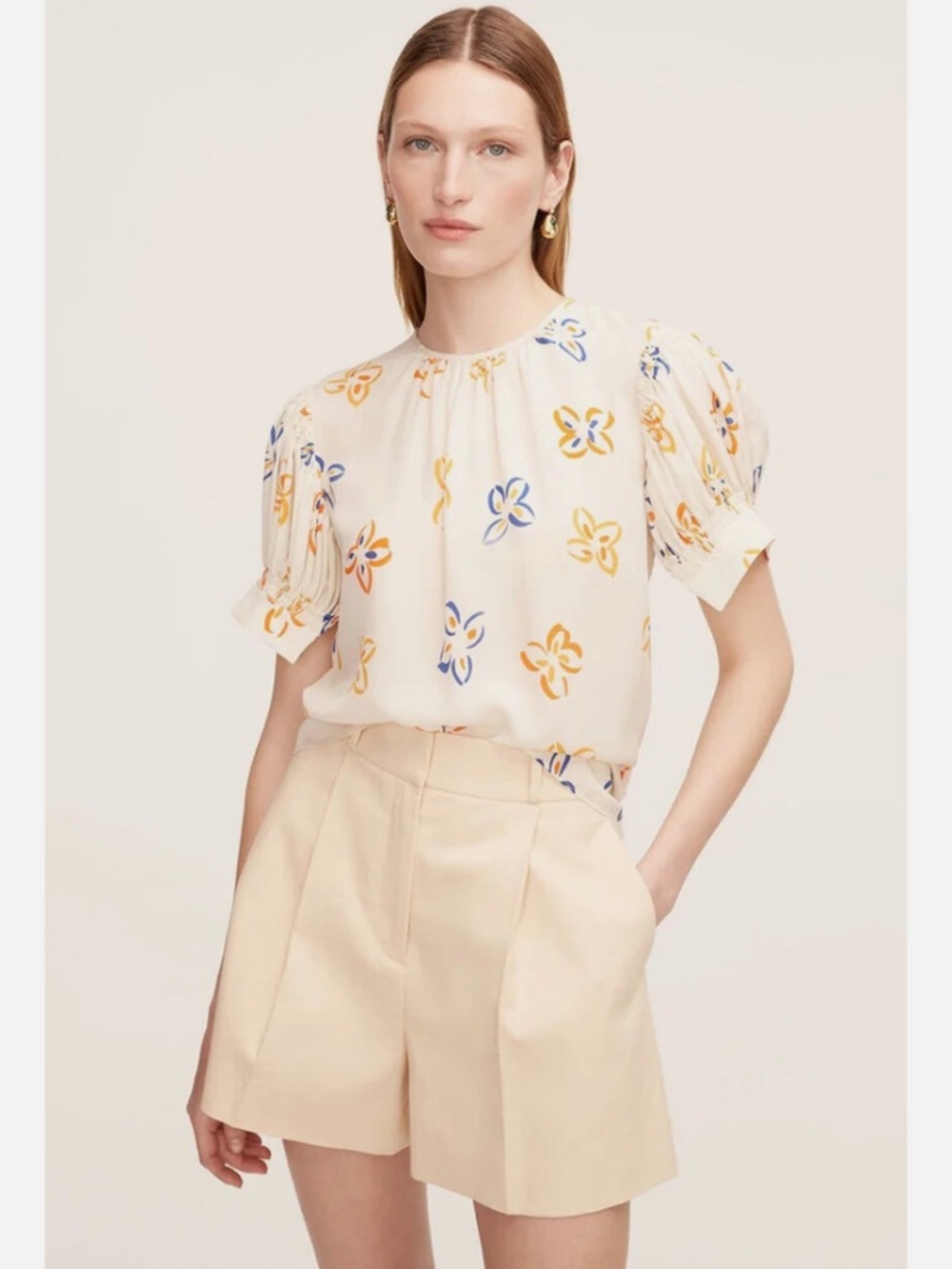 Rebecca Taylor Womens Flame Fleur Short Sleeve Silk Blouse